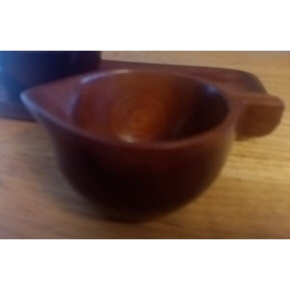 Wooden Cream Sugar Set with Tray Mahogany Hand Made Haiti NO SPOON - Picture 3 of 4